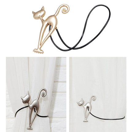 Long-leg Cat Curtain Buckle Free Punch Curtain Magnetic Buckle Strap(Green Bronze)-garmade.com