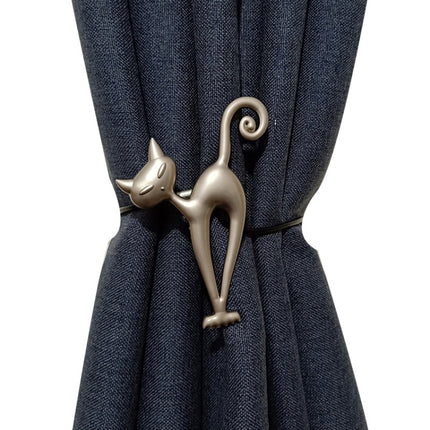 Long-leg Cat Curtain Buckle Free Punch Curtain Magnetic Buckle Strap(Asian Silver)-garmade.com