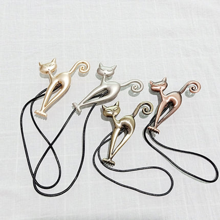 Long-leg Cat Curtain Buckle Free Punch Curtain Magnetic Buckle Strap(Asian Silver)-garmade.com