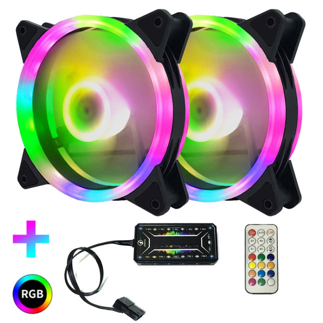 Computer CPU RGB luminous Radiator 2 Fans+Remote Control-garmade.com