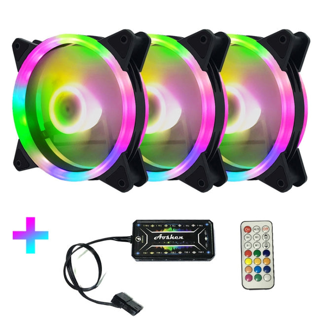 Computer CPU RGB luminous Radiator 3 Fans+Remote Control-garmade.com
