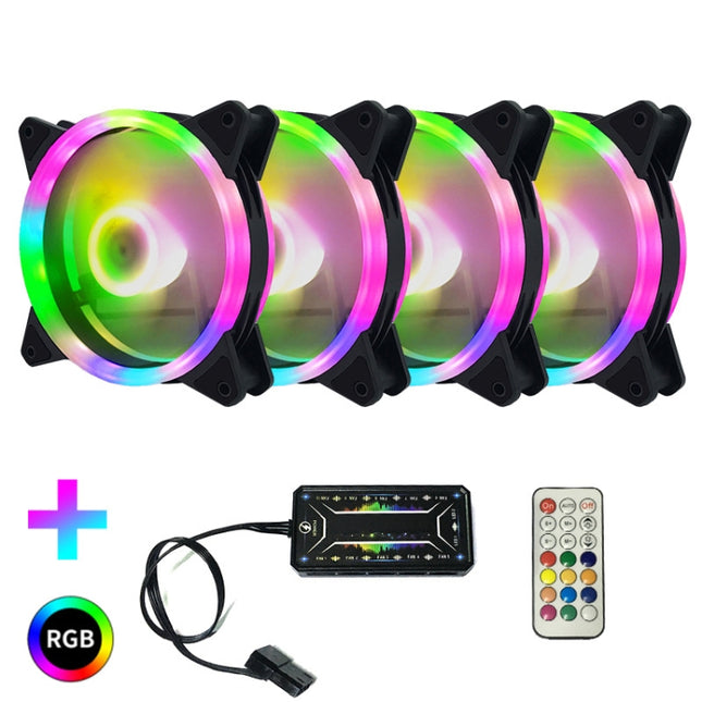 Computer CPU RGB luminous Radiator 4 Fans+Remote Control-garmade.com
