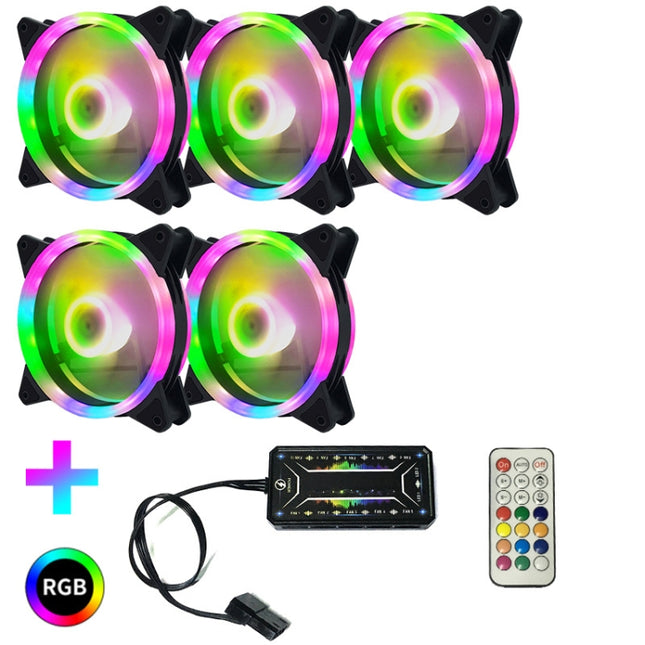Computer CPU RGB luminous Radiator 5 Fans+Remote Control-garmade.com