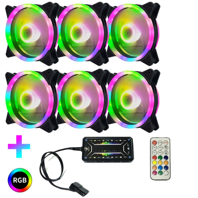 Computer CPU RGB luminous Radiator 6 Fans+Remote Control-garmade.com