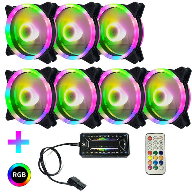 Computer CPU RGB luminous Radiator 7 Fans+Remote Control-garmade.com