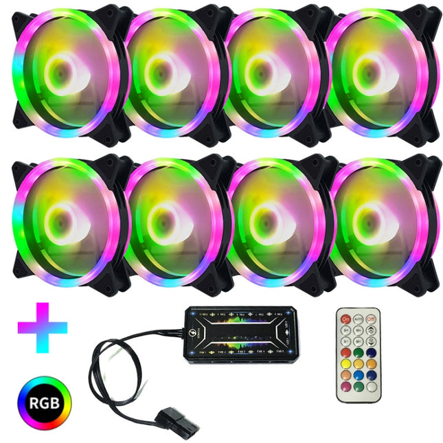Computer CPU RGB luminous Radiator 8 Fans+Remote Control-garmade.com