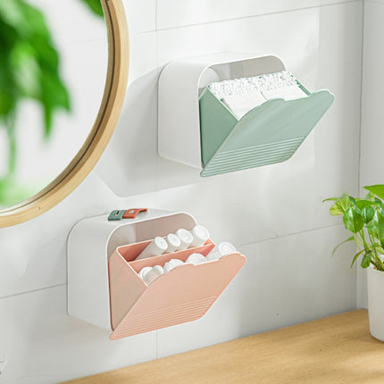 Wall-mounted Sanitary Napkin Makeup Remover Cotton Storage Box(Pink)-garmade.com