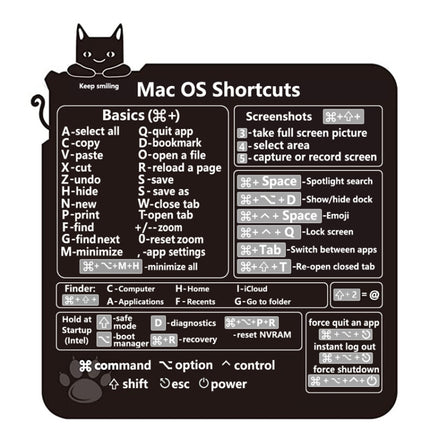 5 PCS PC Reference Keyboard Shortcut Sticker Adhesive for PC Laptop Desktop(Cat)-garmade.com
