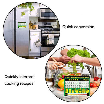 Kitchen Condiment Recipe Conversion Chart Magnetic Waterproof Sticker(White)-garmade.com