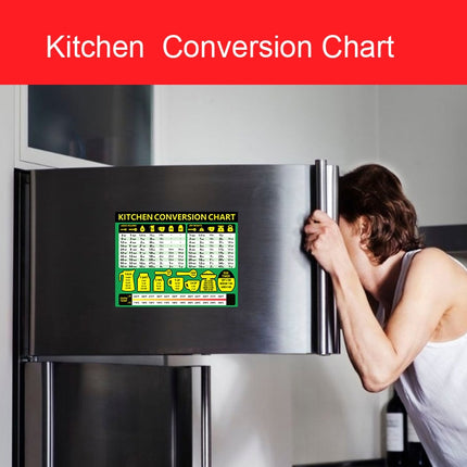 Kitchen Condiment Recipe Conversion Chart Magnetic Waterproof Sticker(Green)-garmade.com