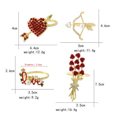 2 PCS Valentine Day Rose Alloy Napkin Ring, Specification: Z1009-1-garmade.com