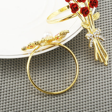2 PCS Valentine Day Rose Alloy Napkin Ring, Specification: Z1009-1-garmade.com