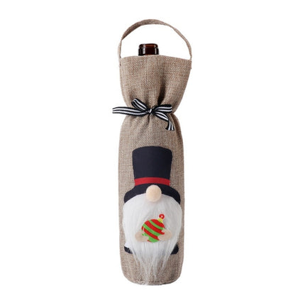 Christmas Decoration Supplies Tote Bottle Cover Champagne Red Wine Bag(Top Hat)-garmade.com