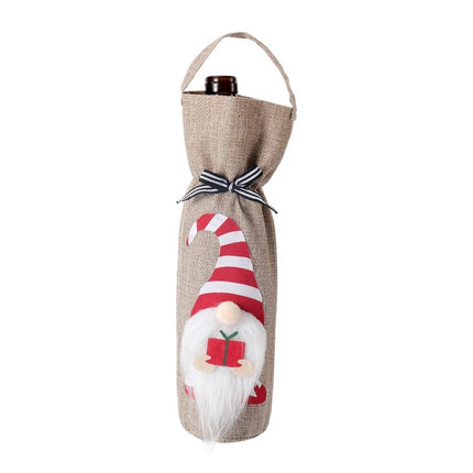 Christmas Decoration Supplies Tote Bottle Cover Champagne Red Wine Bag(Nordic Style)-garmade.com