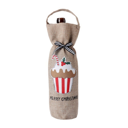 Christmas Decoration Supplies Tote Bottle Cover Champagne Red Wine Bag(Cake Style)-garmade.com