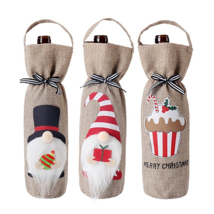 Christmas Decoration Supplies Tote Bottle Cover Champagne Red Wine Bag(Cake Style)-garmade.com