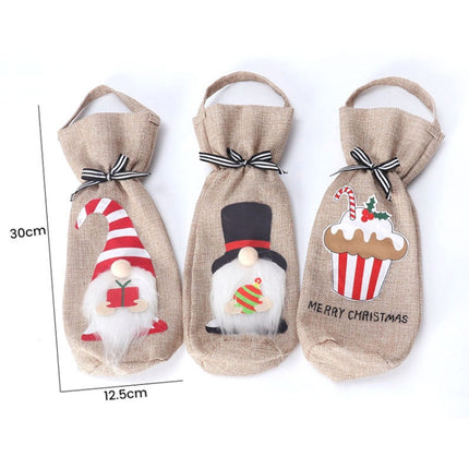 Christmas Decoration Supplies Tote Bottle Cover Champagne Red Wine Bag(Top Hat)-garmade.com