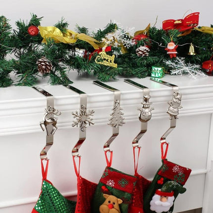 Christmas Cartoon Wrought Iron Socks Fireplace Decorative Hook(Silver Snowman)-garmade.com