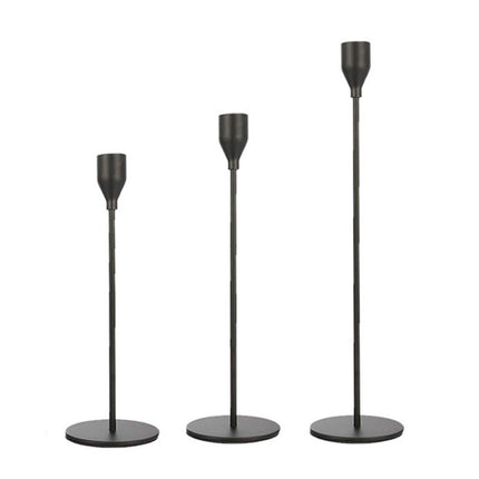 3 PCS / Set Home Decoration Wedding Wrought Iron Candle Holder, Style: Thin Bottom (Black)-garmade.com