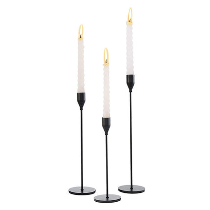 3 PCS / Set Home Decoration Wedding Wrought Iron Candle Holder, Style: Thin Bottom (Black)-garmade.com