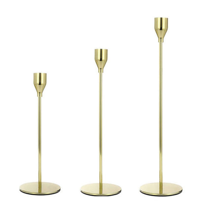 3 PCS / Set Home Decoration Wedding Wrought Iron Candle Holder, Style: Thin Bottom (Imitation Gold)-garmade.com