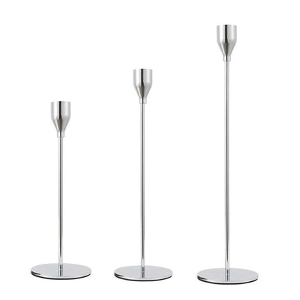 3 PCS / Set Home Decoration Wedding Wrought Iron Candle Holder, Style: Thin Bottom (Silver)-garmade.com