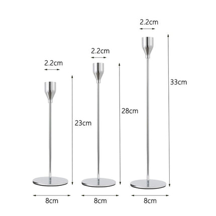 3 PCS / Set Home Decoration Wedding Wrought Iron Candle Holder, Style: Thin Bottom (Silver)-garmade.com