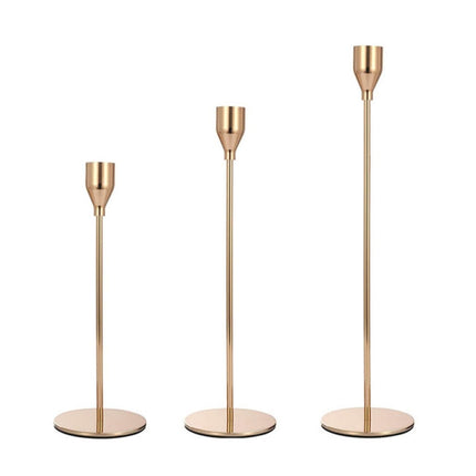 3 PCS / Set Home Decoration Wedding Wrought Iron Candle Holder, Style: Thin Bottom (Gold)-garmade.com