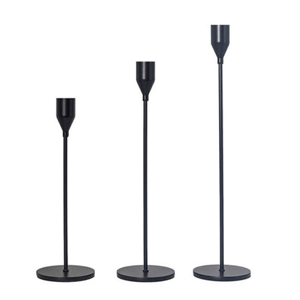 3 PCS / Set Home Decoration Wedding Wrought Iron Candle Holder, Style: Thick Bottom (Black)-garmade.com