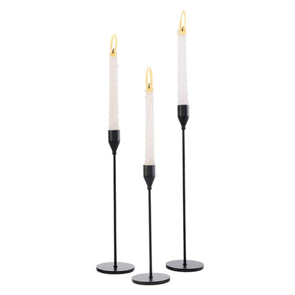 3 PCS / Set Home Decoration Wedding Wrought Iron Candle Holder, Style: Thick Bottom (Black)-garmade.com