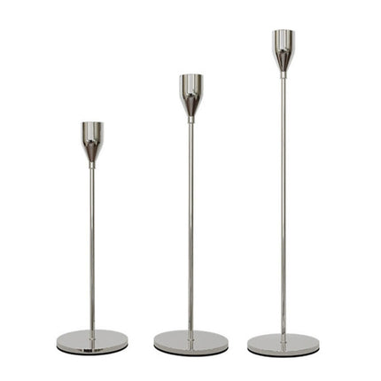 3 PCS / Set Home Decoration Wedding Wrought Iron Candle Holder, Style: Thick Bottom (Silver)-garmade.com