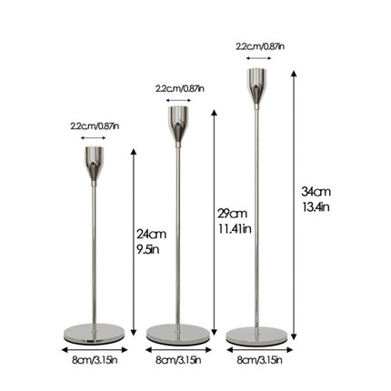 3 PCS / Set Home Decoration Wedding Wrought Iron Candle Holder, Style: Thick Bottom (Silver)-garmade.com