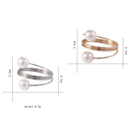 5 PCS Simple Pearl Spring Napkin Buckle Metal Dining Ring(Z1012-2)-garmade.com