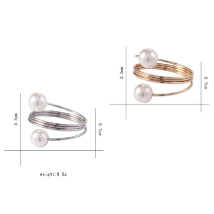 5 PCS Simple Pearl Spring Napkin Buckle Metal Dining Ring(Z1012-1)-garmade.com