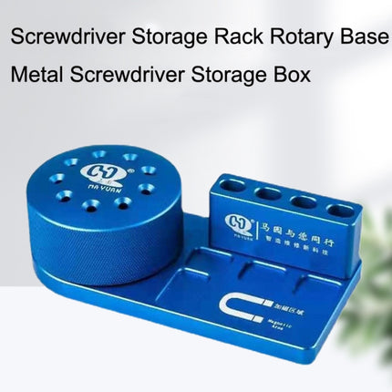 MaYuan Screwdriver Storage Rack Rotary Base Metal Screwdriver Storage Box(Blue)-garmade.com