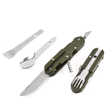 Outdoor Camping Tableware Stainless Steel Folding Knife Fork and Spoon Combination Tableware-garmade.com