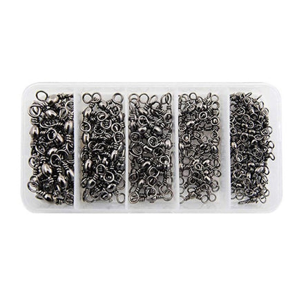 115 PCS / Box Bottle-Shaped Three-Pronged Swivel Stainless Steel Fishing Character Ring-garmade.com