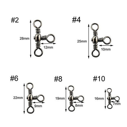 115 PCS / Box Bottle-Shaped Three-Pronged Swivel Stainless Steel Fishing Character Ring-garmade.com