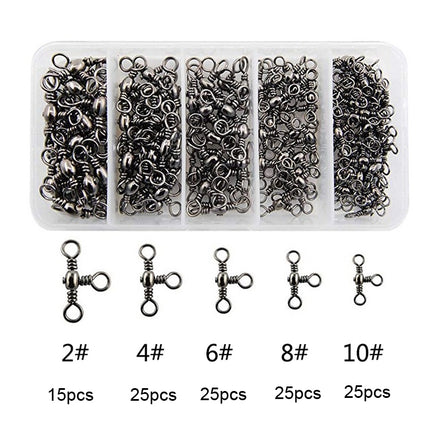 115 PCS / Box Bottle-Shaped Three-Pronged Swivel Stainless Steel Fishing Character Ring-garmade.com