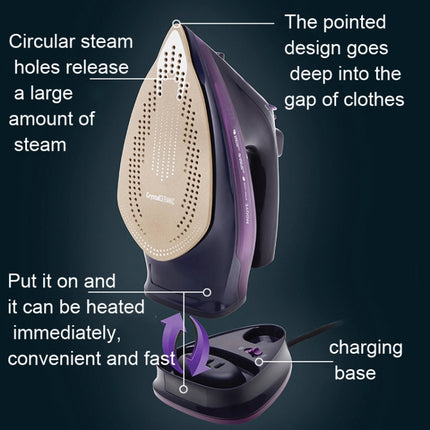 2400W Household Wireless Iron Handheld Steam Iron Garment Steamer,EU Plug(Purple)-garmade.com