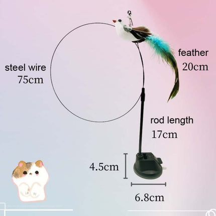 Epoxy Sucker Long Rod Funny Cat Stick Cat Toy, Color: Long -tailed Birds-garmade.com