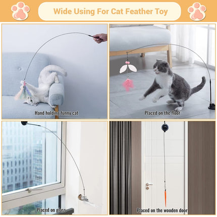 Epoxy Sucker Long Rod Funny Cat Stick Cat Toy, Color: White Feathers-garmade.com