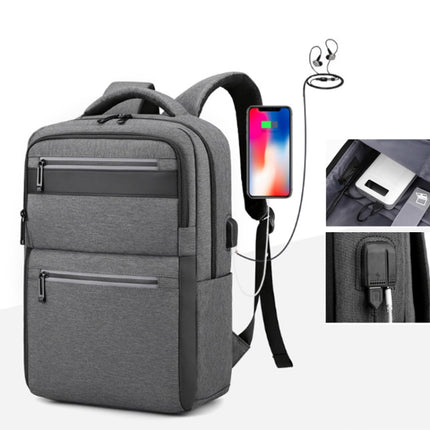 Outdoor USB Charging Portable Business Computer Backpack(Light Grey)-garmade.com