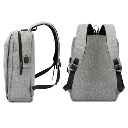 Three PCS/Sets USB Charging Outdoor Travel Backpack Student School Bag(Gray)-garmade.com