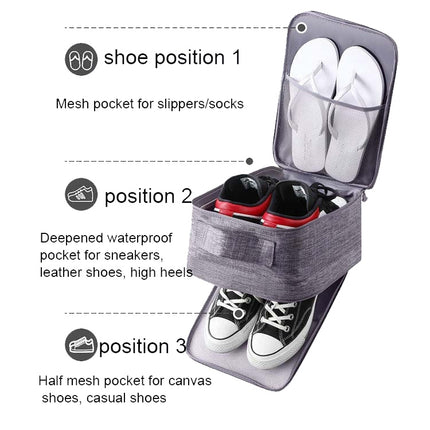 Multifunctional Travel Shoe Storage Bag Portable Multi-layer Shoe Box(Grey)-garmade.com