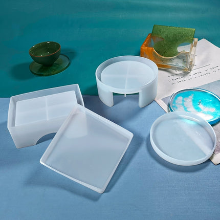 DIY Crystal Epoxy Storage Box Silicone Mould, Specification: Round Coaster Box Set-garmade.com