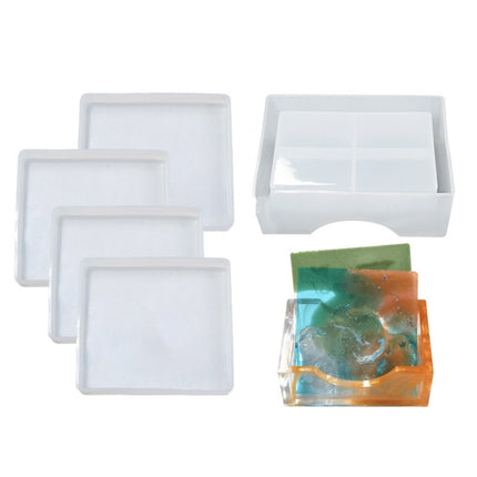 DIY Crystal Epoxy Storage Box Silicone Mould, Specification: Square Coaster Box Set-garmade.com