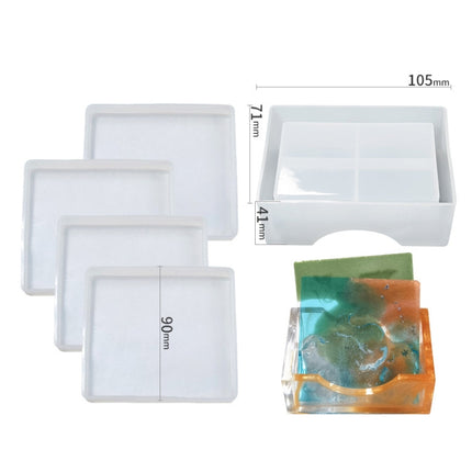 DIY Crystal Epoxy Storage Box Silicone Mould, Specification: Square Coaster Box Set-garmade.com