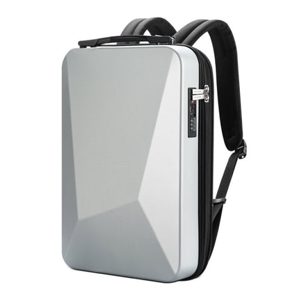 Bopai 61-93318A Hard Shell Waterproof Expandable Backpack with USB Charging Hole, Spec: Password (Silver)-garmade.com