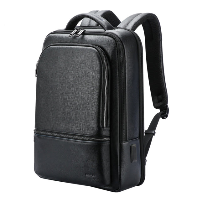 Bopai 61-70111 Cowhide Multi-compartment Waterproof Anti-theft Backpack with USB Charging Hole(Black)-garmade.com